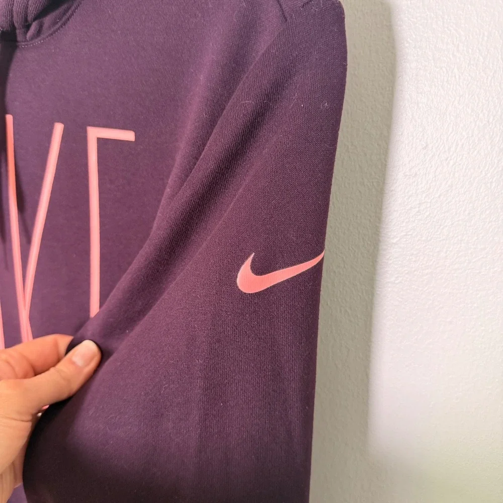 Nike‎ Spellout Dri-Fit Hoodie French Terry Plum Sweatshirt (LG) Casual Basics